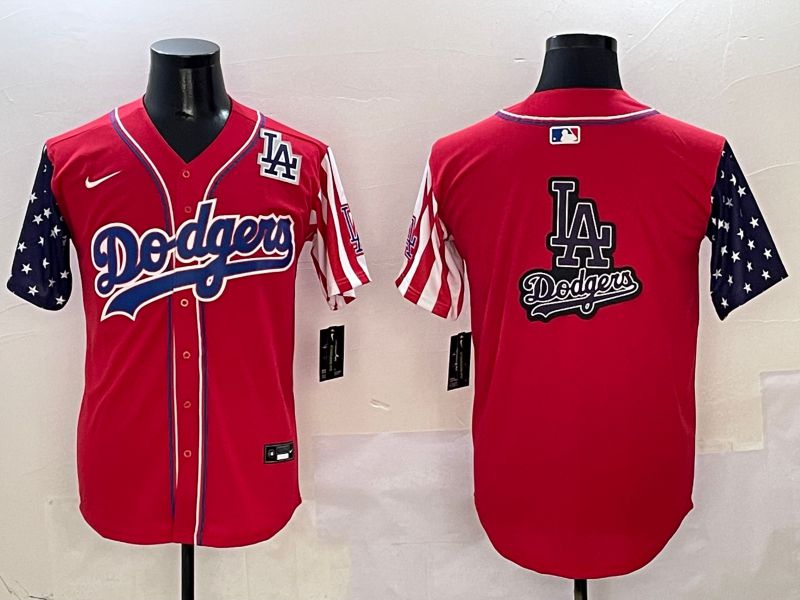 Men Los Angeles Dodgers Blank Red a generation of national flags Joint name 2025 Nike MLB Jersey style 31->los angeles dodgers->MLB Jersey